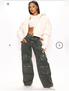 Fashion Nova Womens Lily High Rise Cargo Jeans